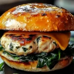 Cheddar Spinach Chicken Burgers