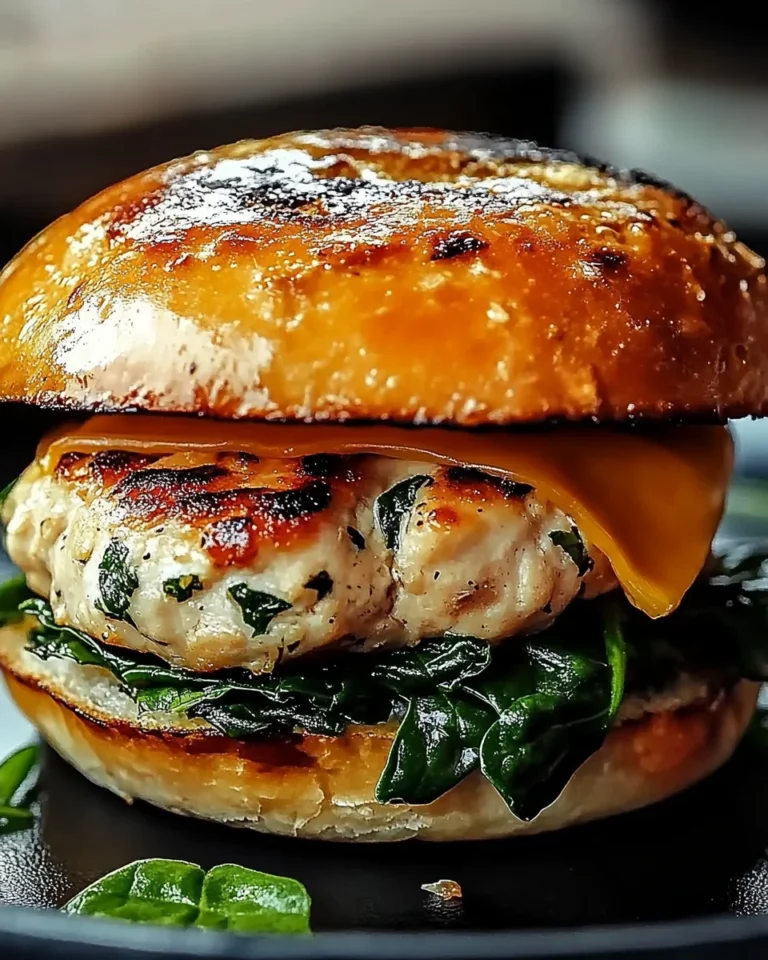 Cheddar Spinach Chicken Burgers