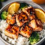 Citrusy glazed salmon bowls