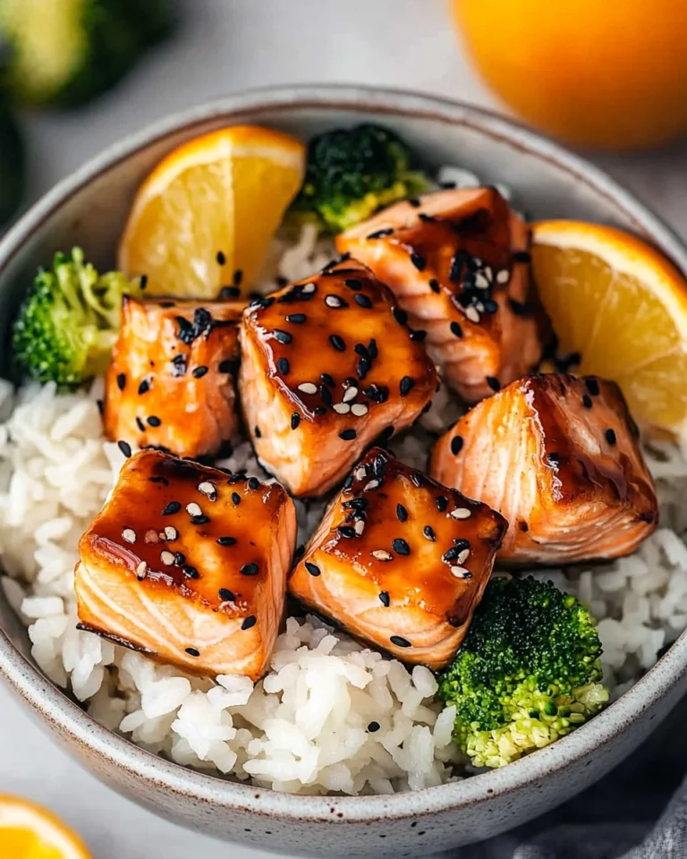 Citrusy glazed salmon bowls