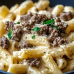 Creamy Garlic Beef Pasta
