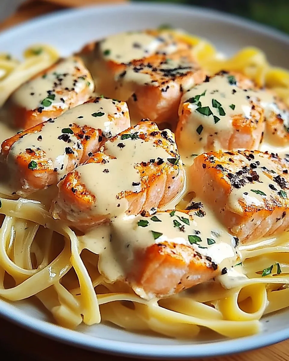 Creamy Garlic Salmon Pasta