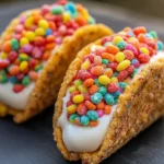 Fruity Pebbles Cheesecake Tacos