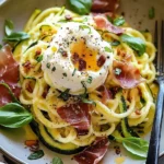 Zucchini Carbonara with Crispy Prosciutto and Burrata