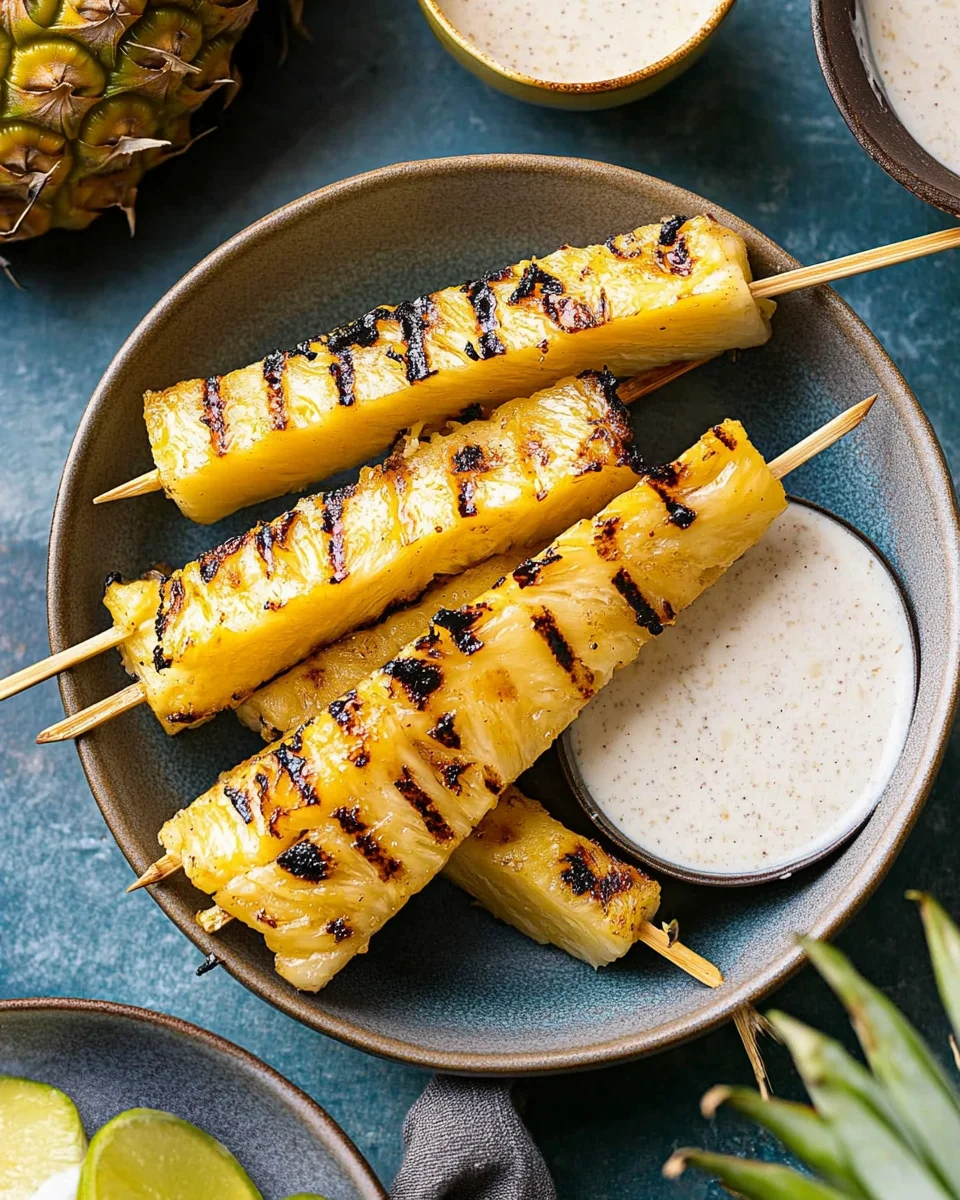 Grilled Pineapple with Coconut Vanilla Extract (Alcohol-Free) Sauce
