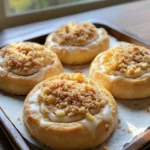 Apple Cheesecake Buns with Crumble Topping & Sweet Glaze
