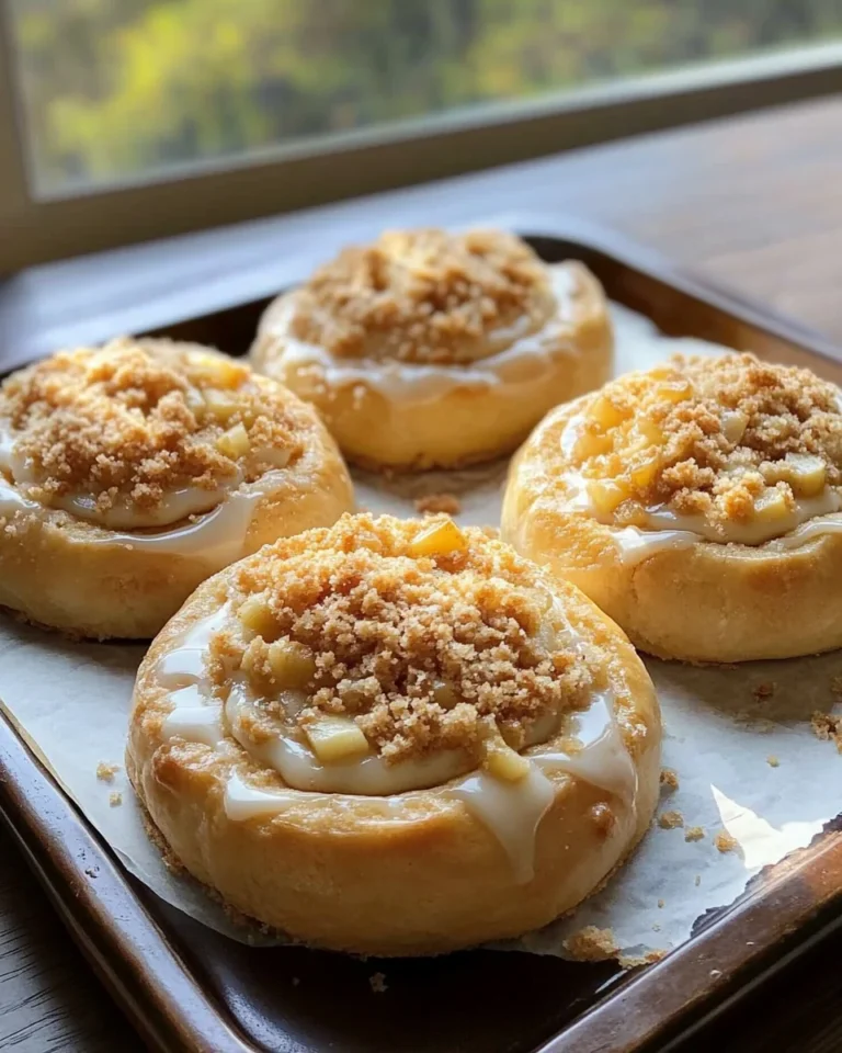 Apple Cheesecake Buns with Crumble Topping & Sweet Glaze