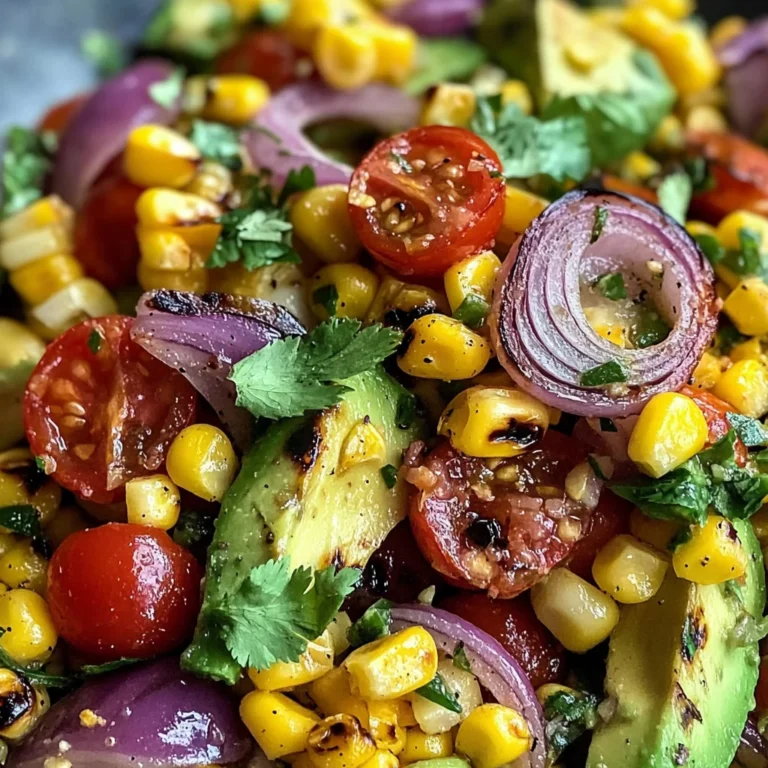 Charred Corn Avocado Salad with Roasted Red Onions