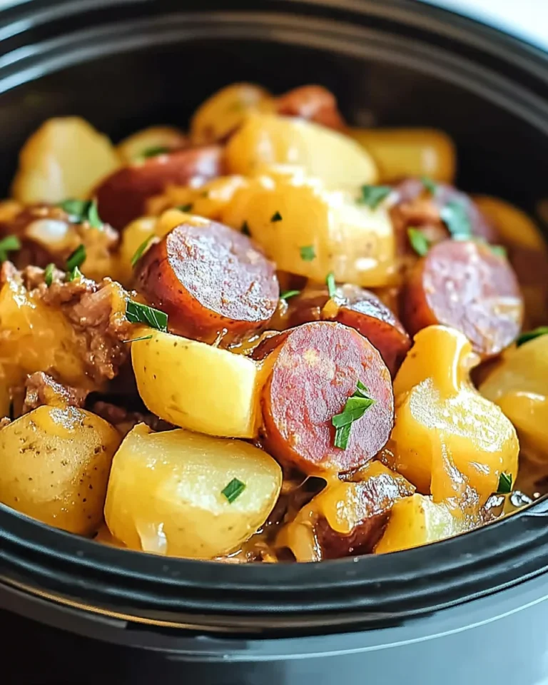 Crockpot Cheesy Potatoes and Kielbasa
