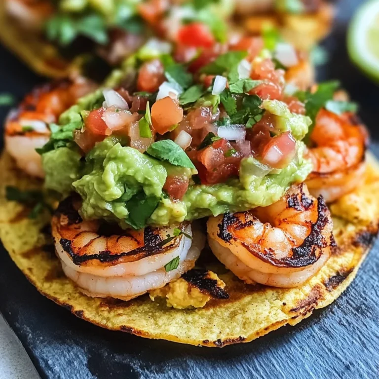 Grilled Shrimp Tostadas with Guacamole & Pico de Gallo