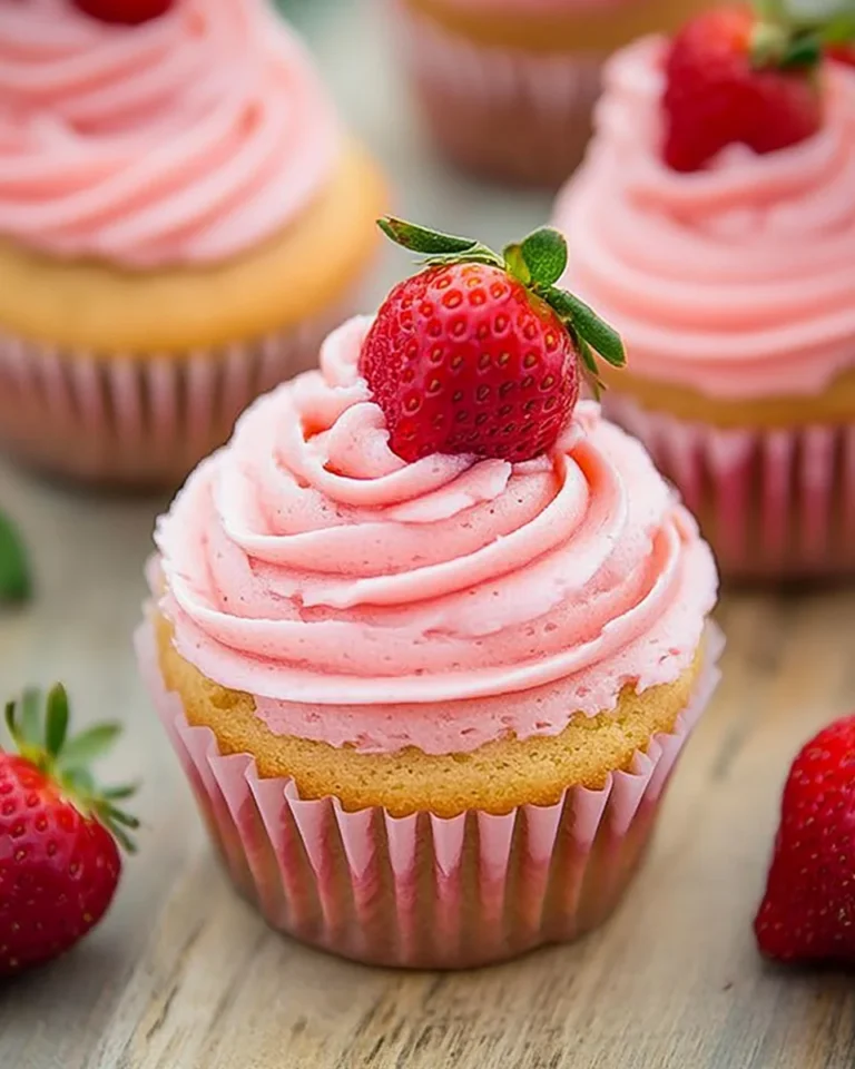 Strawberry Cupcakes with Strawberry Buttercream Frosting