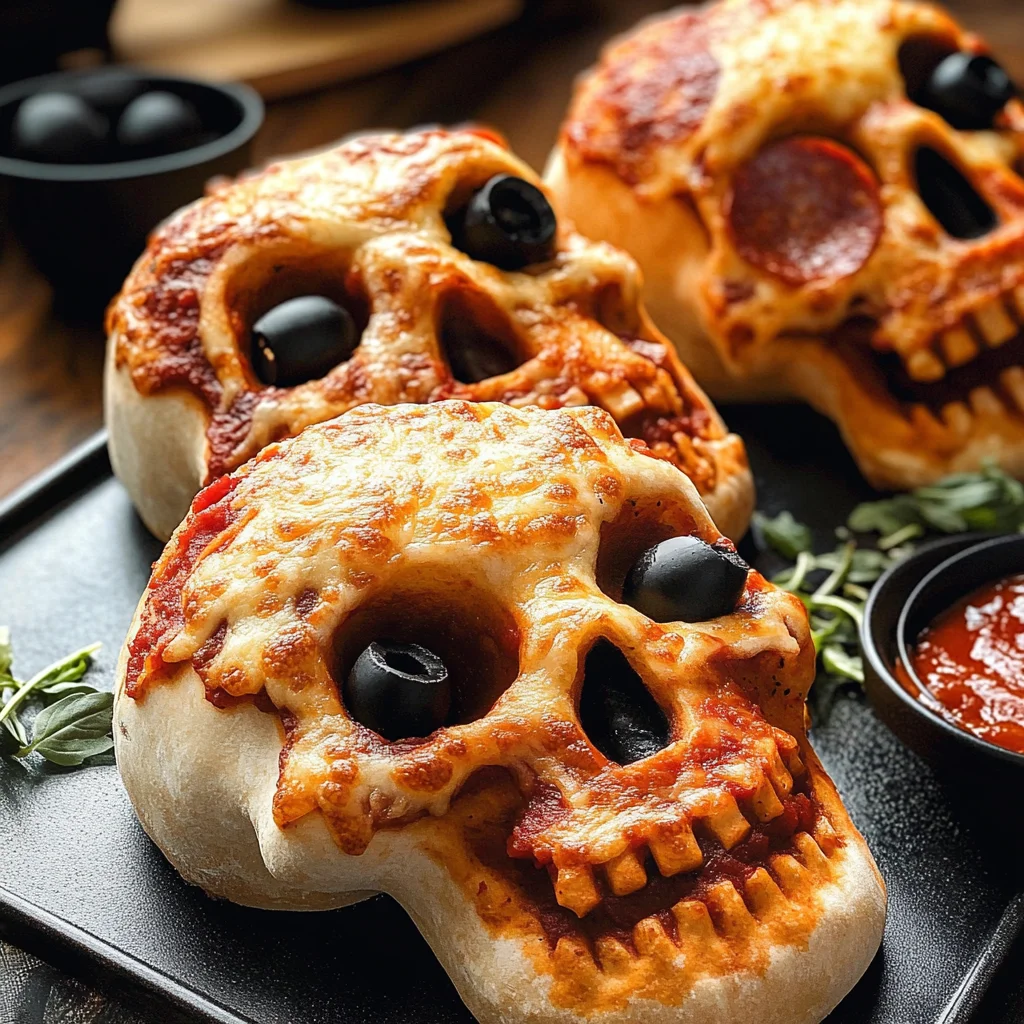 Cheesy Halloween Pizza Skulls
