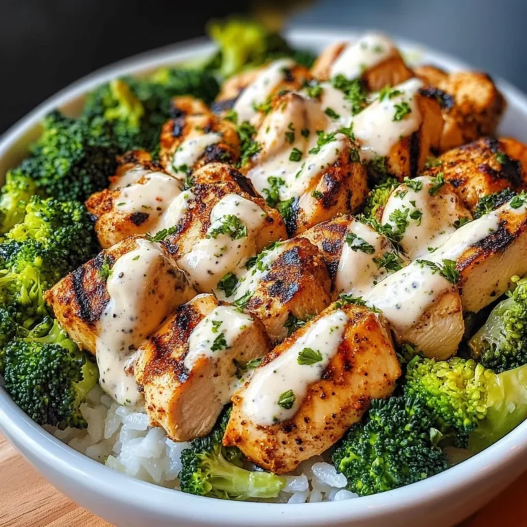 Creamy Garlic Chicken Bowl with Broccoli & Rice