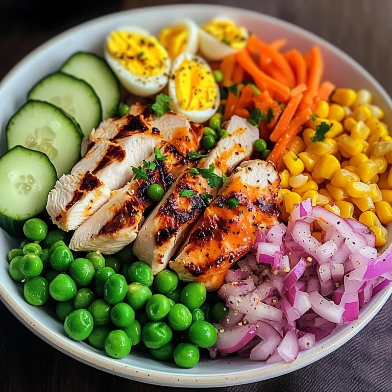 Grilled Chicken Protein Bowl with Eggs, Veggies & Creamy Dressing