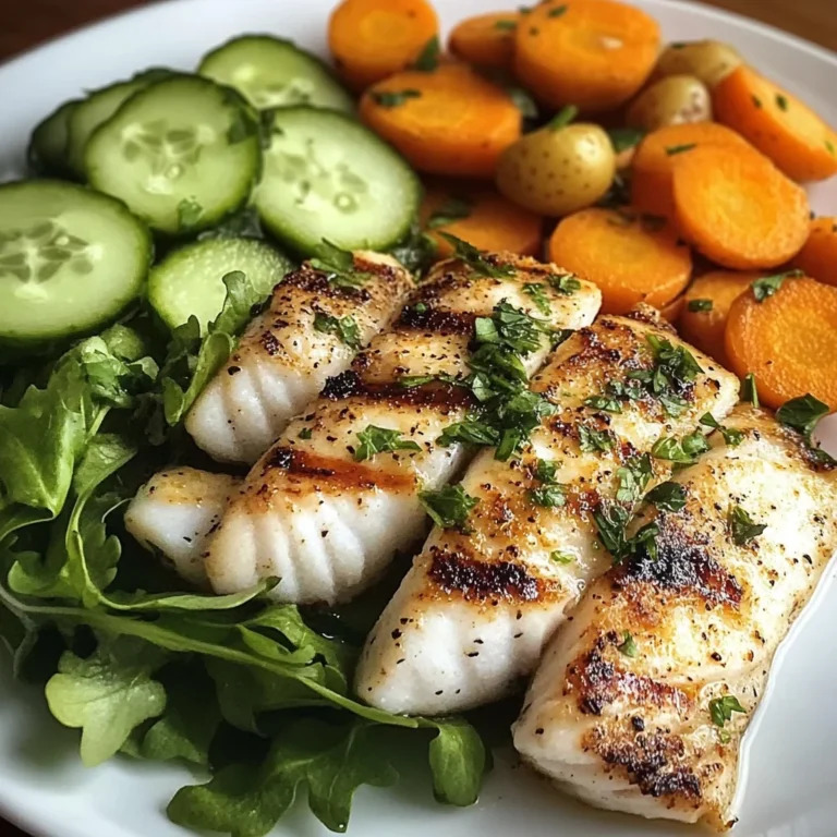 Grilled Fish Plate with Veggies & Fresh Greens