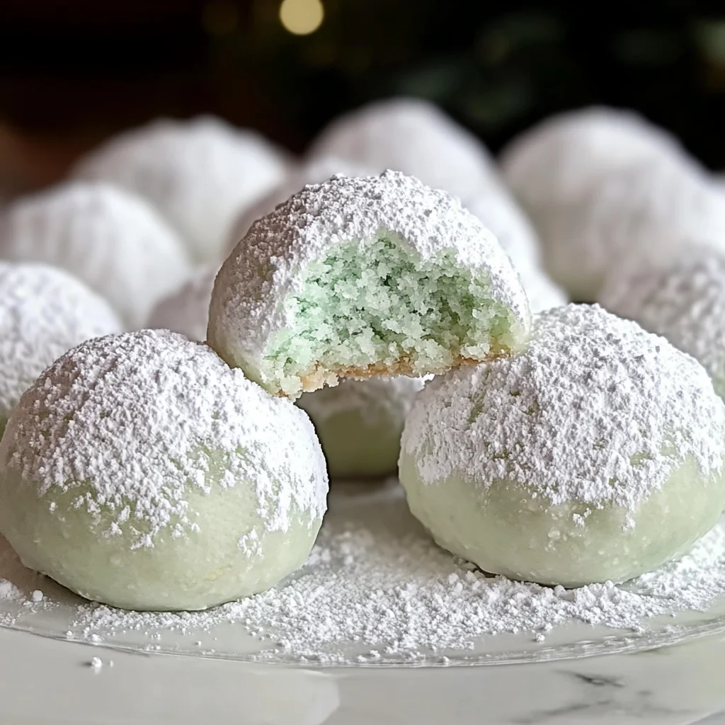 Minty Snowball Cookies