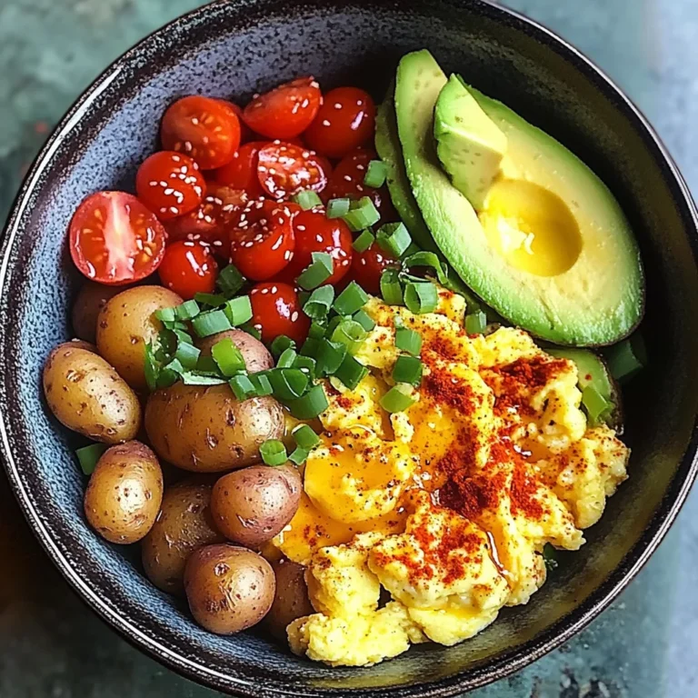 Savory Breakfast Bowl with Scrambled Eggs, Avocado & Baby Potatoes