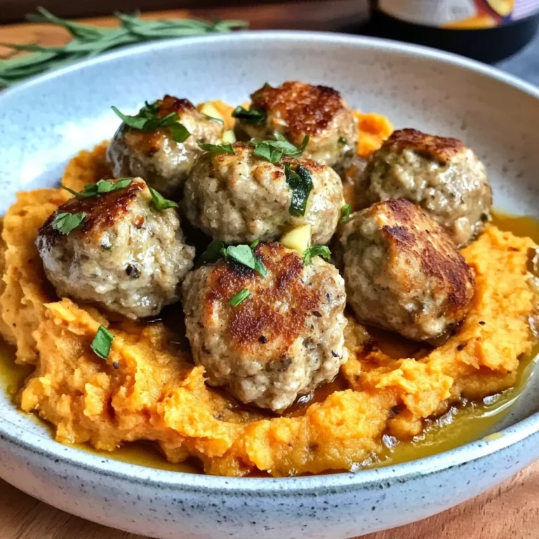Apple Chicken Meatballs with Spiced Sweet Potatoes