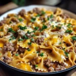 Garlic Butter Beef & Cheesy Bowtie Pasta