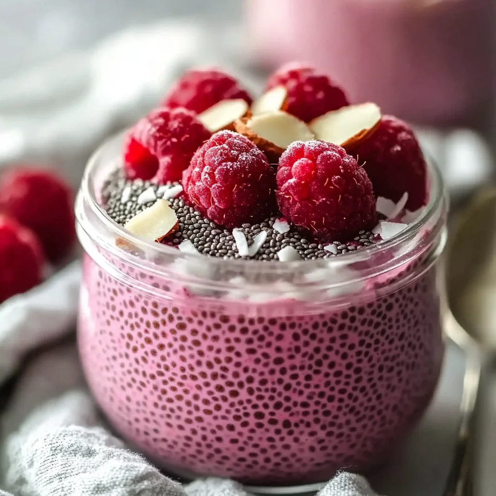 Raspberry Chia Pudding Sweetened with Maple Syrup