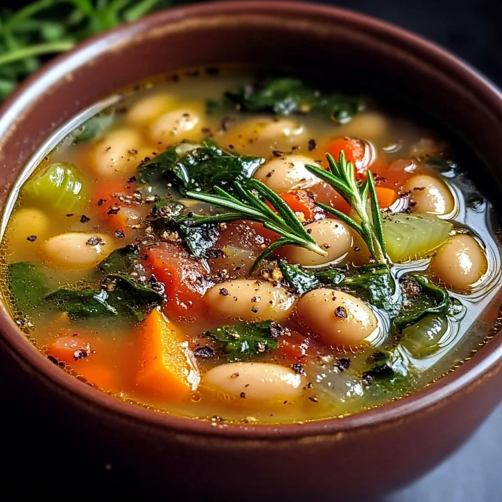 Rustic Tuscan Bean Soup with Fresh Herbs