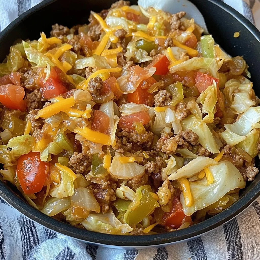 Cabbage Roll Skillet (Easy Keto Ground Beef Dinner Recipe)